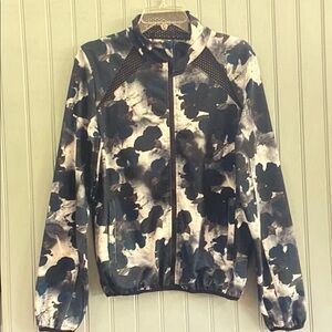 ZYIA Black, White & Navy Abstract Print Jacket